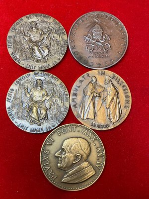 reverse: MEDAGLIE. Paolo VI. Lotto di 5 medaglie. AE. SPL-FDC