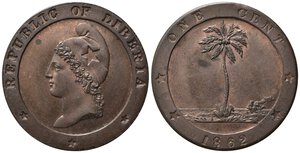 obverse: LIBERIA. One Cent 1862. Cu. KM#3. FDC