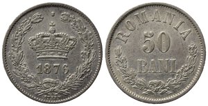 obverse: ROMANIA. Carol I (1866-1914). 50 Bani 1876. Ag. KM#9. SPL+/qFDC