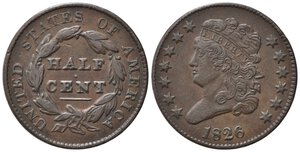 obverse: STATI UNITI. 1/2 Cent 1826 