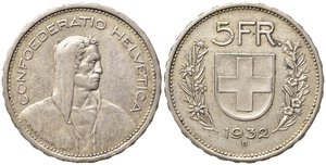 obverse: SVIZZERA. 5 Francs 1932 B. Ag. BB+