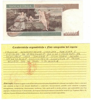 reverse: Cartamoneta. Repubblica Italiana. 20.000 Lire Tiziano. Dec.Min. 21-02-1975. 