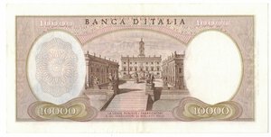 reverse: Cartamoneta. Repubblica Italiana. 10.000 Lire Michelangelo. 27-07-62. 