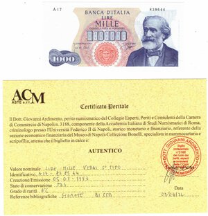 obverse: Cartamoneta. Repubblica Italiana. 1.000 Lire Giuseppe Verdi. 1° Tipo. 05-07-1963. Gig. BI55B.