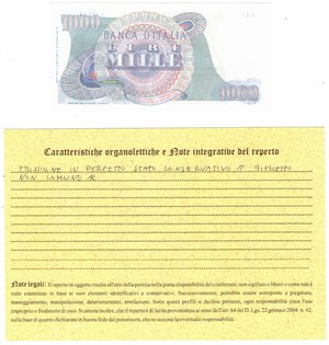 reverse: Cartamoneta. Repubblica Italiana. 1.000 Lire Giuseppe Verdi. 1° Tipo. 05-07-1963. Gig. BI55B.