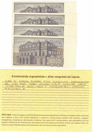 reverse: Cartamoneta. Repubblica Italiana. 1.000 Lire Giuseppe Verdi. 2° Tipo. 11-03-71. Lotto di 4 pezzi consecutivi.  Gig. BI56B. 