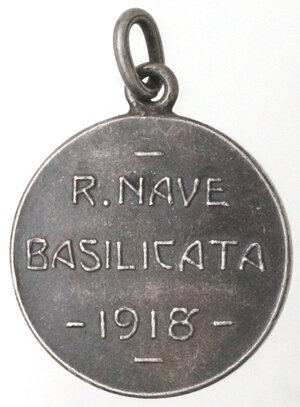 reverse: Medaglie. Vittorio Emanuele III. 1900-1943. Medaglia 1918. Ag?. Per il varo della nave Basilicata. 