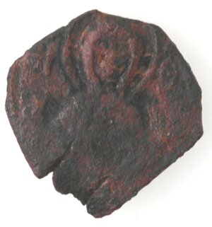 obverse: Bari. Ruggero II. 1105-1154. Follaro, con la Madonna orante. Ae. 