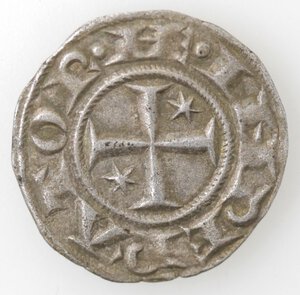 reverse: Brindisi. Enrico VI e Costanza d Altavilla. 1194-1197. Denaro con AP e omega. Mi. 