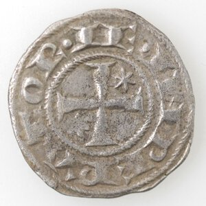 reverse: Brindisi. Enrico VI e Costanza d Altavilla. 1194-1197. Denaro con AP e omega. Mi.