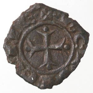 reverse: Manfredonia. Manfredi. 1263-1266. Denaro con M gotica. Mi. 