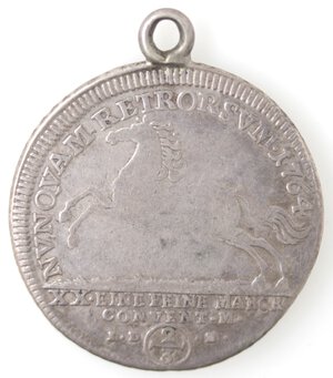 reverse: Germania. Braunschweig. Lüneburg. Wolfenbüttel. Carlo I. 1735-1780. 2/3 di Tallero 1764. Ag. 
