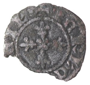 reverse: Napoli. Carlo II d Angio. 1285-1309. Mezzo Denaro Regale. Mi.