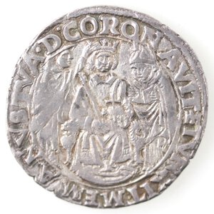 reverse: Napoli. Alfonso II d Aragona. 1494-1495. Coronato. Sigla T a sinistra e rosetta a destra. Ag. 