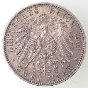 reverse: Germania-Prussia. Guglielmo II. 1888-1918. 2 marchi. 1901. Ag. 
