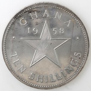 reverse: Ghana. 10 Shillings 1958. Ag. 