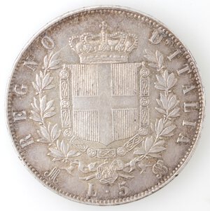 reverse: Vittorio Emanuele II. 1861-1878. 5 lire 1875 Milano. Ag. 