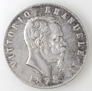 obverse: Vittorio Emanuele II. 1861-1878. 5 lire 1878 Roma. Ag. 