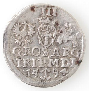 reverse: Lituania. Sigismondo III. 1587-1632. 3 Groschen 1594. Vilnius. Ag. 