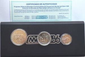 obverse: Messico. Trittico. Con 100, 50, 25 Pesos 1986. Messico 86. Ag. 