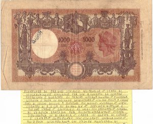 reverse: Cartamoneta. Regno d Italia. Vittorio Emanuele III. 1.000 Lire Grande M. Decreto. 16-05-1924. 