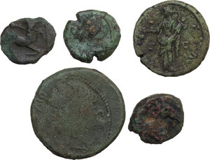 reverse: Miscellaneous from ancient world. . Multiple lot of five (5) unclassified AE coins