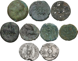 reverse: Miscellaneous from ancient world. . Multiple lot of nine (9) unclassified AR/AE coins