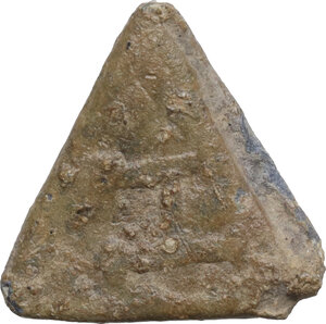 obverse: Leads from Ancient World. PB Triangular Tessera