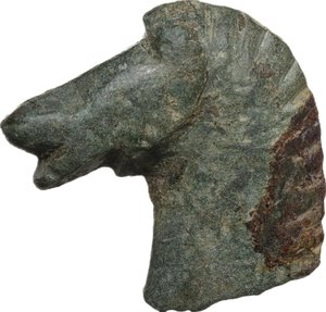 obverse: Bronze head of horse.  Roman period, 1st-3rd century AD.  23 mm