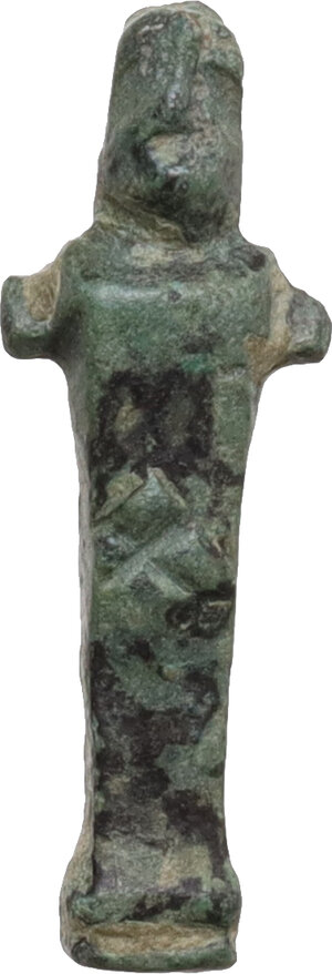 obverse: Bronze pendant in the shape of a herm.   Roman period.   23 mm