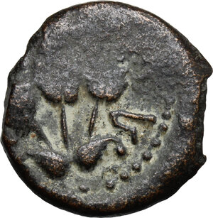 reverse: Judaea.  Agrippa I (37-44). AE Prutah, year 6 (41/42). Jerusalem mint