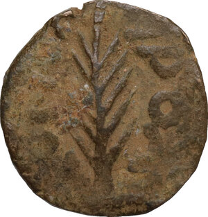 reverse: Judaea.  Porcius Festus, Procurator. AE Prutah in the name of Nero, 58-59 AD, Jerusalem mint