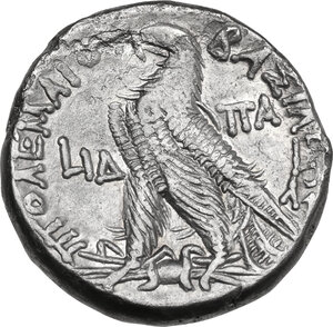 reverse: Egypt, Ptolemaic Kingdom.  Ptolemy X Alexander I, Sole reign (101-88 BC). AR Tetradrachm. Alexandreia mint. Dated RY 14 (101/100 BC)