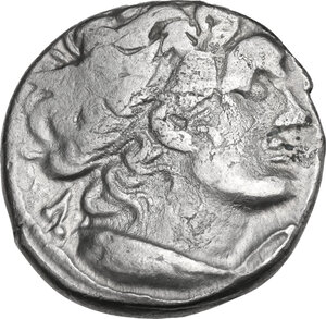 obverse: Egypt, Ptolemaic Kingdom.  Ptolemy XII Neos Dionysos (81-58 BC). AR Tetradrachm. Alexandreia mint. Dated RY 21 (61/60 BC)