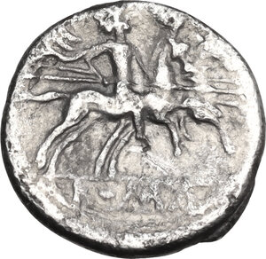 reverse: Anonymous. AR Quinarius, uncertain Sicilian mint (Catania?), 214 BC