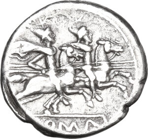 reverse: Anonymous. AR Denarius, uncertain Lucanian mint (Venusia?), 207 BC