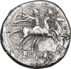 reverse: AVR series (?). AR Quinarius, uncertain Sardinian mint, 209 BC