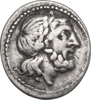 obverse: VB series. AR Victoriatus, uncertain Samnite mint, 212 BC