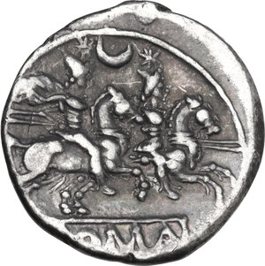 reverse: Crescent (second) series. AR Denarius, uncertain Spanish mint, 204 BC