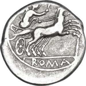 reverse: Anonymous. AR Denarius, 157-156 BC