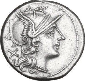 obverse: Pinarius Natta. Denarius, 155 BC