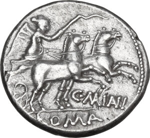 reverse: C. Maianius. Denarius, 153 BC