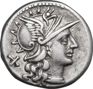obverse: L. Saufeius. AR Denarius, 152 BC