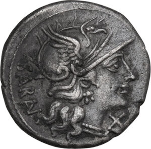 obverse: M. Atilius Saranus. AR Denarius, 148 BC