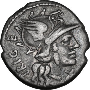 obverse: C. Curiatius Trigeminus. AR Denarius, 142 BC