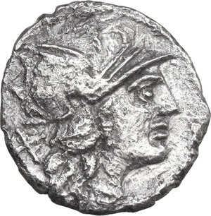 obverse: P. Aelius Paetus. Fourrèe Denarius, 138 BC