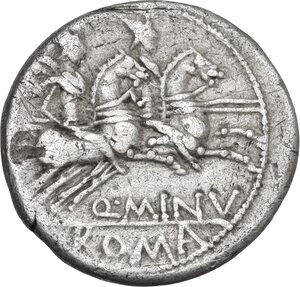reverse: Q. Minucius Rufus. AR Denarius, 122 BC