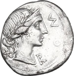 obverse: Mn. Aemilius Lepidus.  AR Denarius, 114 or 113 BC