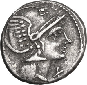obverse: L. Flaminius Chilo. AR Denarius, 109 or 108 BC