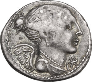 obverse: L. Valerius Flaccus. AR Denarius, 108-107 BC